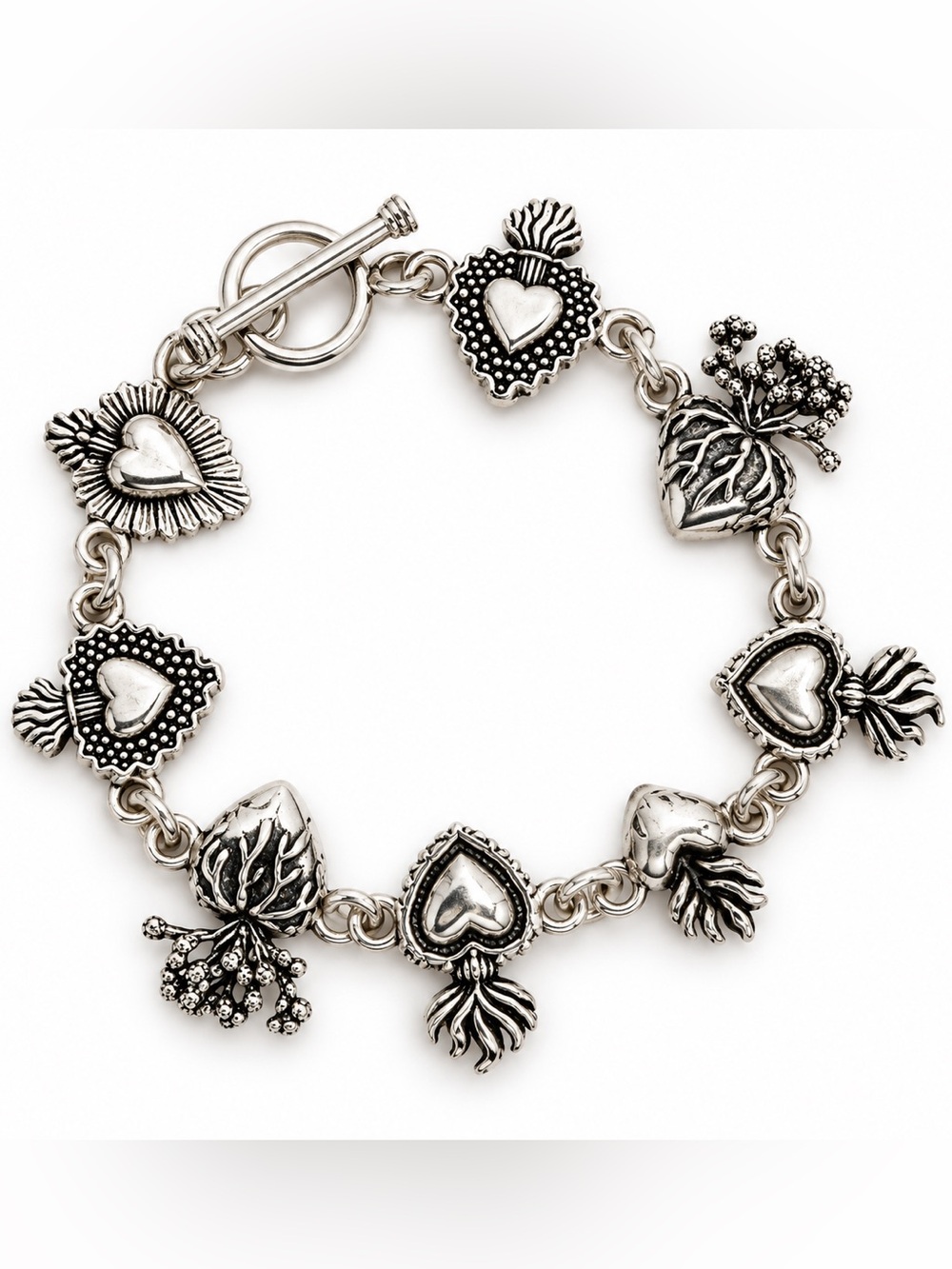 Sterling Silver Heart Charm Bracelet - Women Jewelry